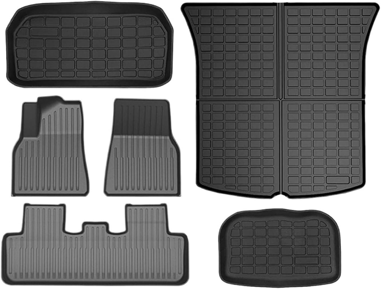 Floor Mat Cargo Liner 2020-2023 Accessories Compatible with Tesla Model Y 7 Seater and Model Y 5 Seat All Weather TPE Waterproof Anti-Slip(Y-5-Seat FT-6-LHD)