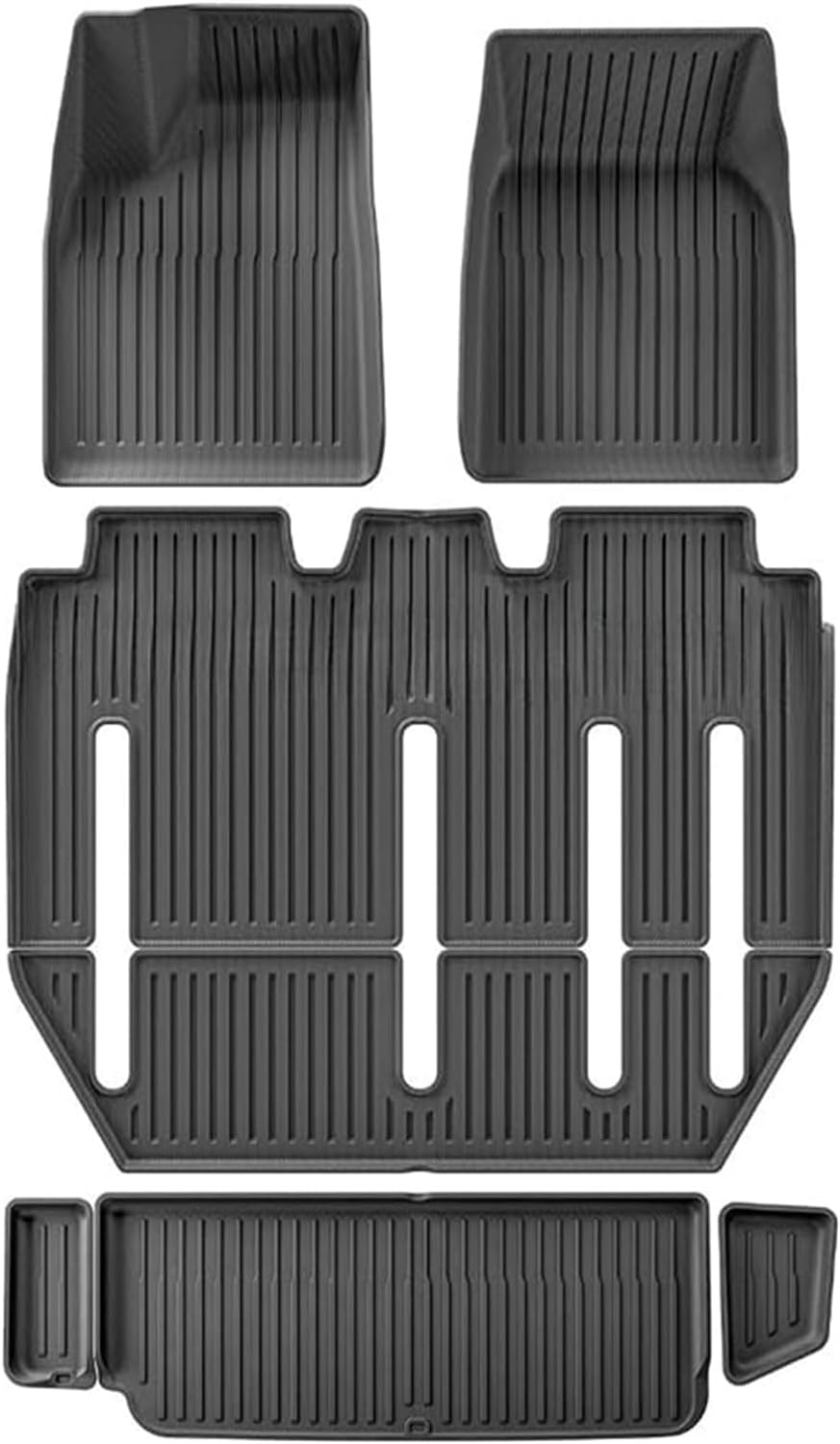Compatible for Tesla Model X 2024 5/6/7 Seat TPE 3D Car Floor Mats Cargo Liner Trunk Pad Waterproof Protective Left Rudder(7seats 6PCS)