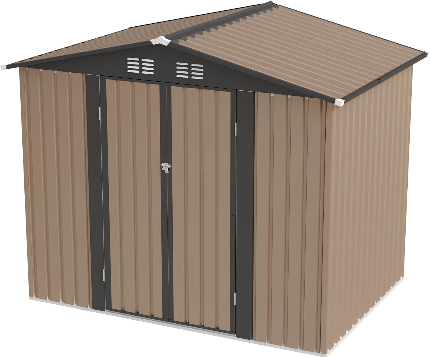 7.4FT x 5.3FT Storage Garden shed with Apex Roof for Patio Backyard use Galvanized Steel Tool Sheds Storage House