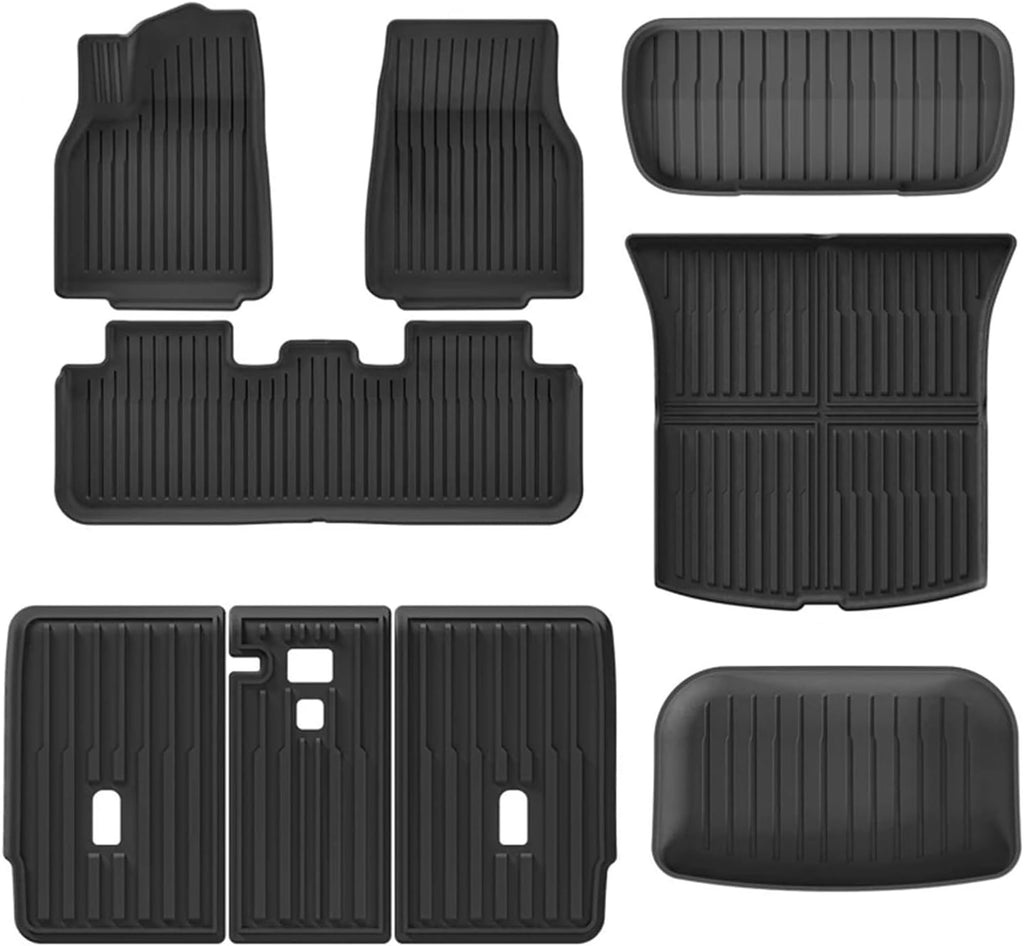 TPE Floor Mats Cargo Liner All Weather Trunk Mats Floor Liner Backrest Mats Compatible with Tesla Model Y Launch 2025 Juniper 2025(Red)