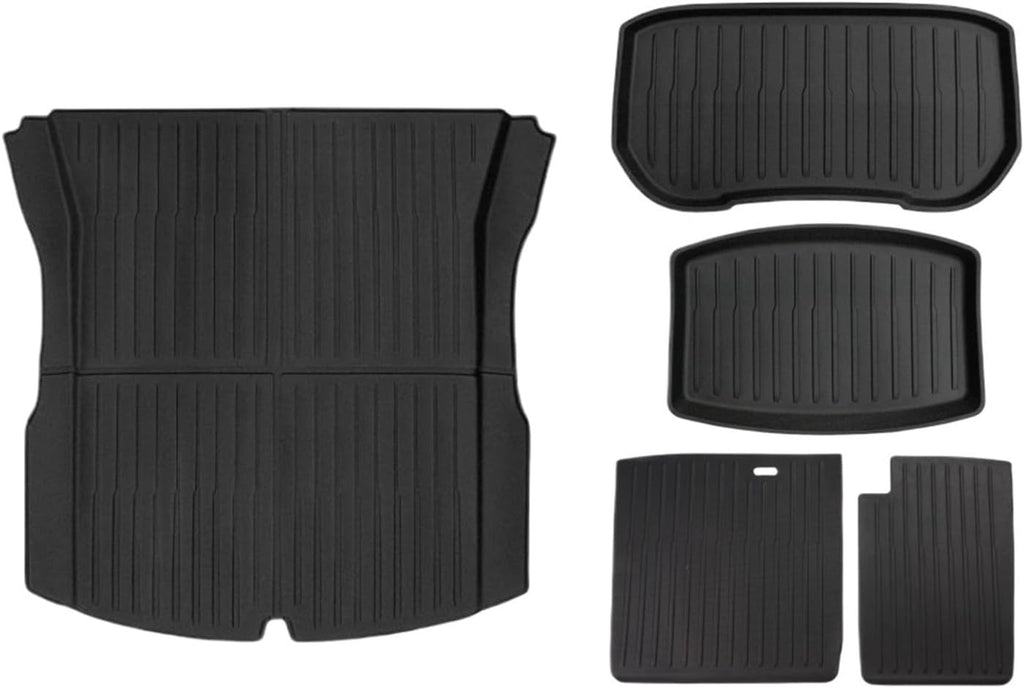 Auto Parts Compatible with Tesla Model 3 2024 Highland Floor Mats Cargo Liner Waterproof Anti-Slip Trunk Mat TPE Pads Left/Right Hand Rubber(Trunk Mats 5pcs)