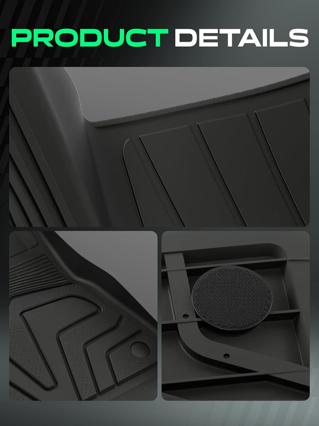 YHTAUTO for Tesla Model 3 Floor Mats 2020 2019 2018 2017 (Before June 2020), All Weather TPE Car Mats, Front Rear Trunk Mat Cargo Liner Storage Mat, Anti-Slip Waterproof Odorless, Set of 6