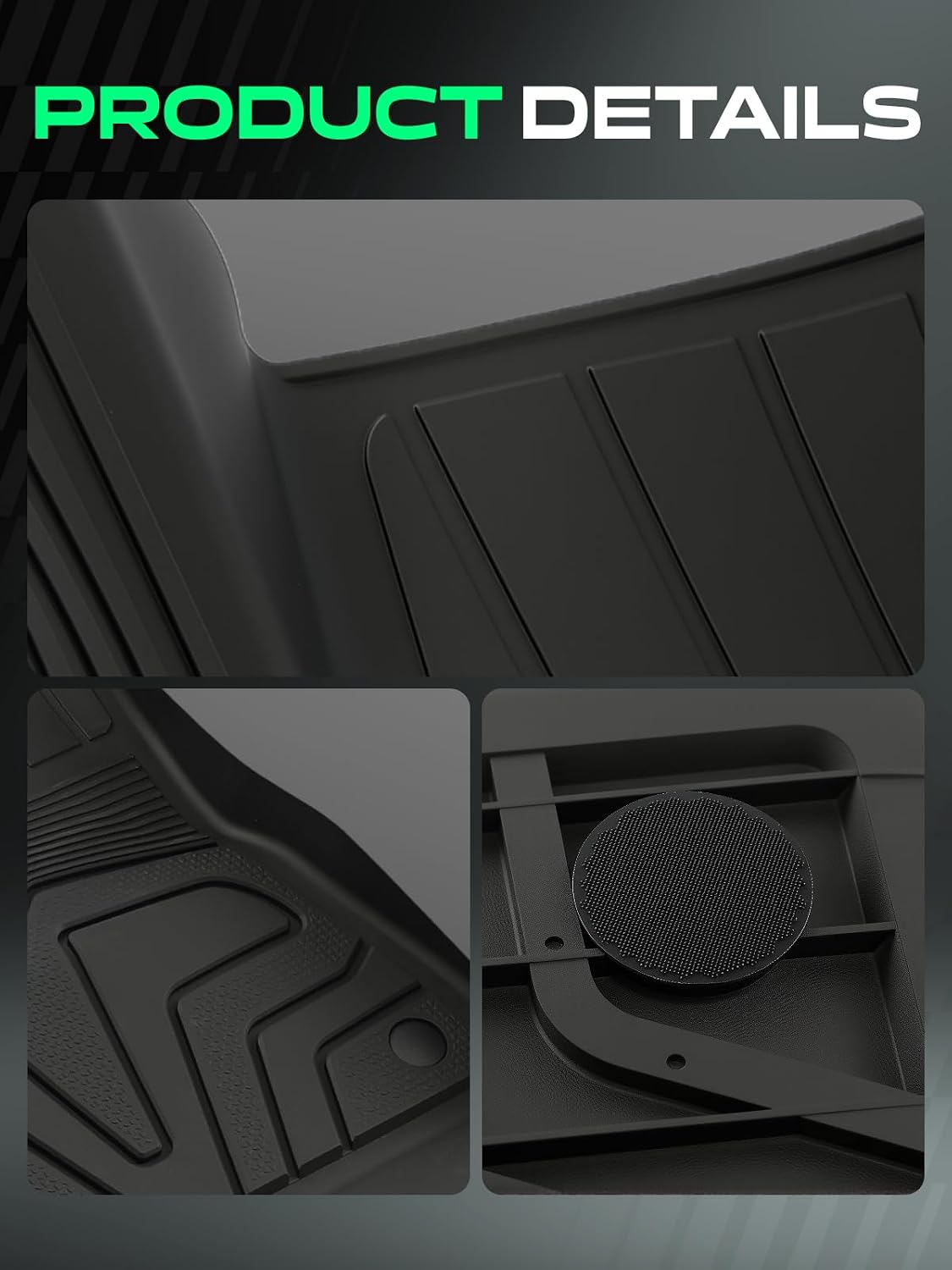 YHTAUTO for Tesla Model 3 Floor Mats 2020 2019 2018 2017 (Before June 2020), All Weather TPE Car Mats, Front Rear Trunk Mat Cargo Liner Storage Mat, Anti-Slip Waterproof Odorless, Set of 6