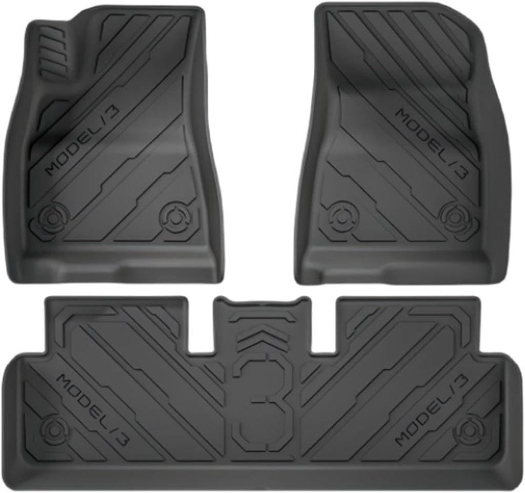 TPE Floor Mats for Tesla Model 3 2024 Highland All Weather Cargo Liner Frunk Trunk Backseat Protector Pad(3pcs Floor mat)