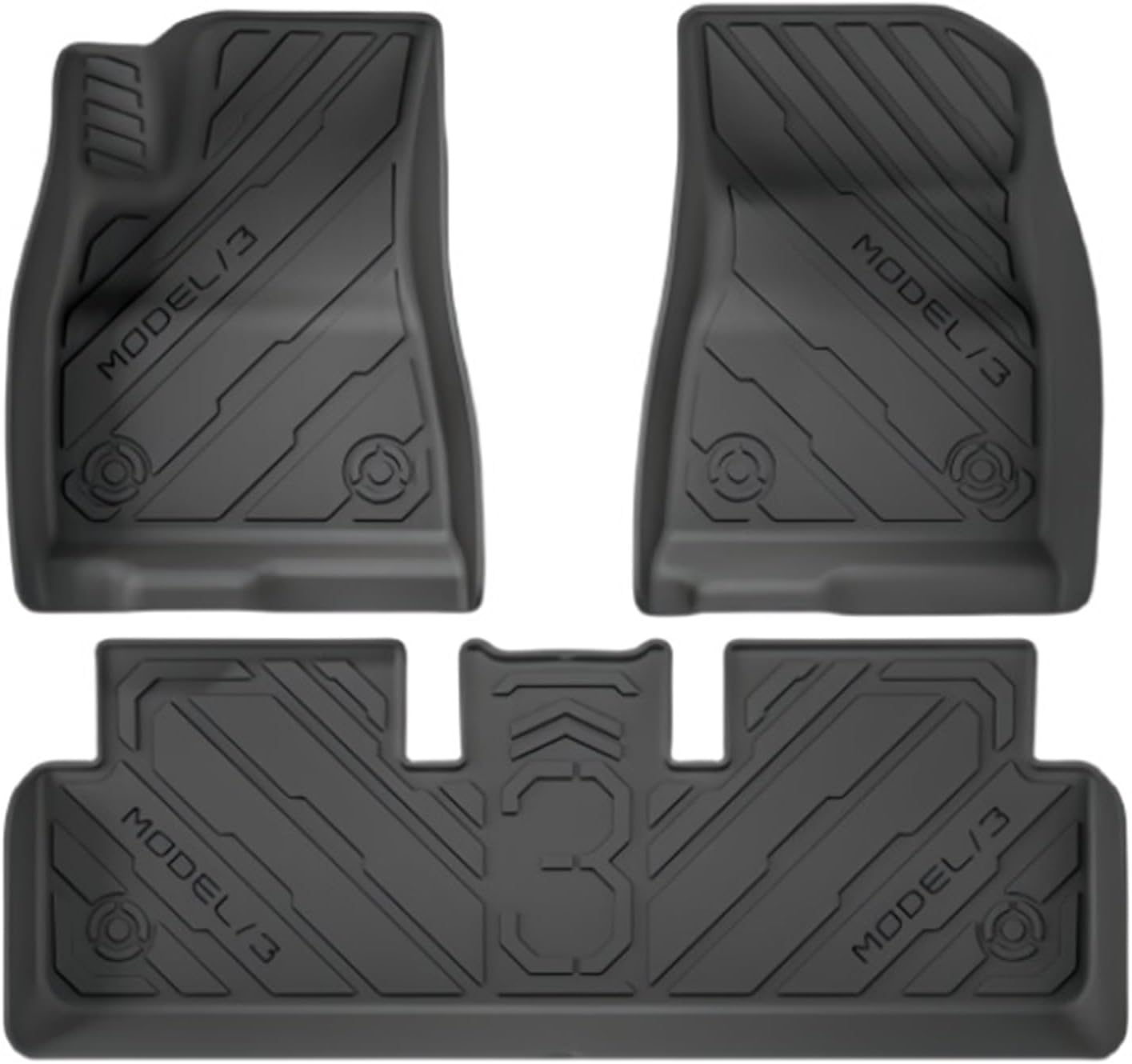 TPE Floor Mats for Tesla Model 3 2024 Highland All Weather Cargo Liner Frunk Trunk Backseat Protector Pad(3pcs Floor mat)