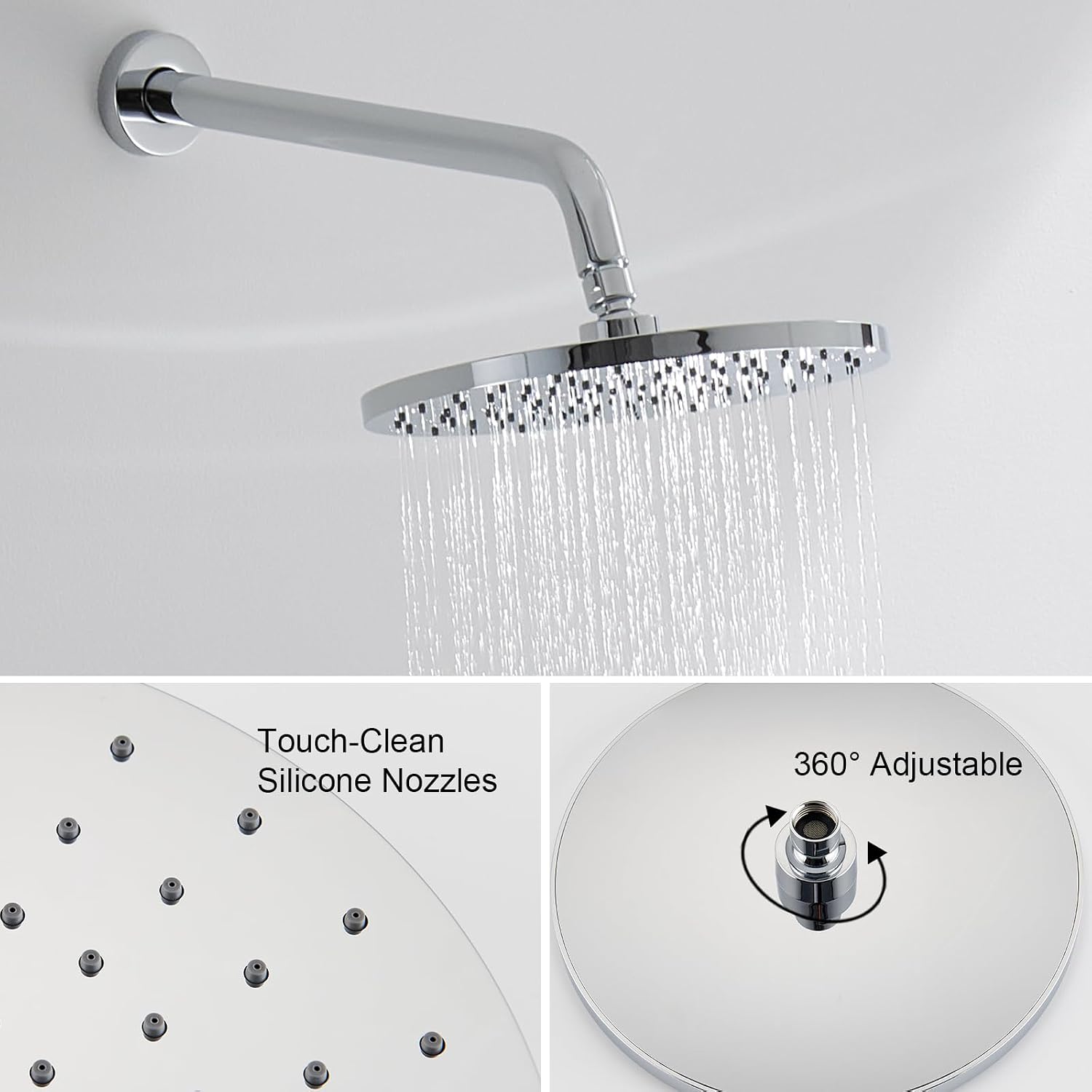Iriber Shower System Wall Mounted Shower Faucet Mixer Set with Luxury High Pressure Shower head and 3-Setting Handheld, Bathroom Shower Trim Kit Contain Pressure Balance Valve,Polished Chrome