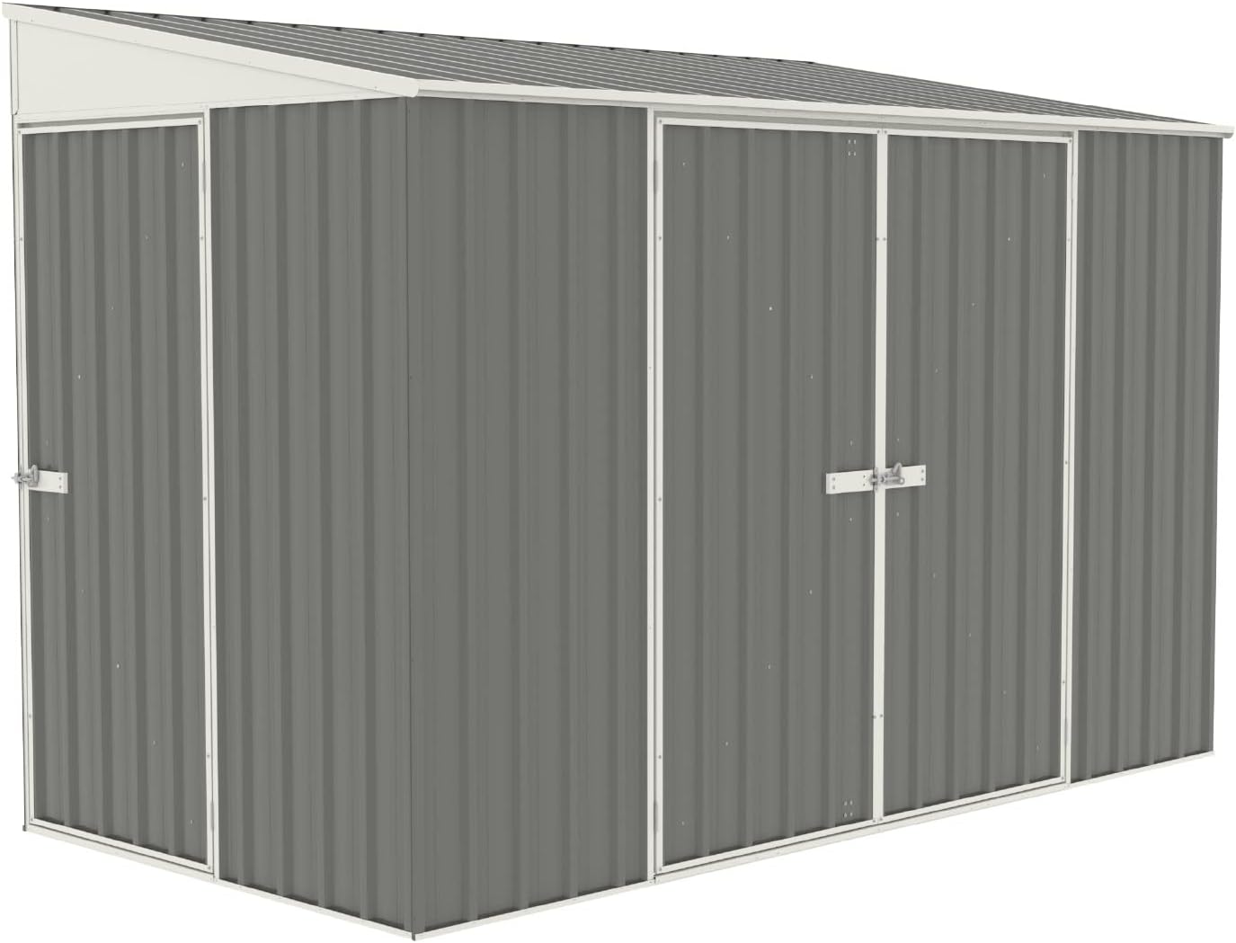 Absco Durango 5 Ft. x 10 Ft. Metal Storage Shed DIY Three Door Woodland Gray Galvanized Steel Bike Shed for Tools, Lawn & Garden Equipment, Outdoor Patio Furniture, Garden Lean to Shed Kit