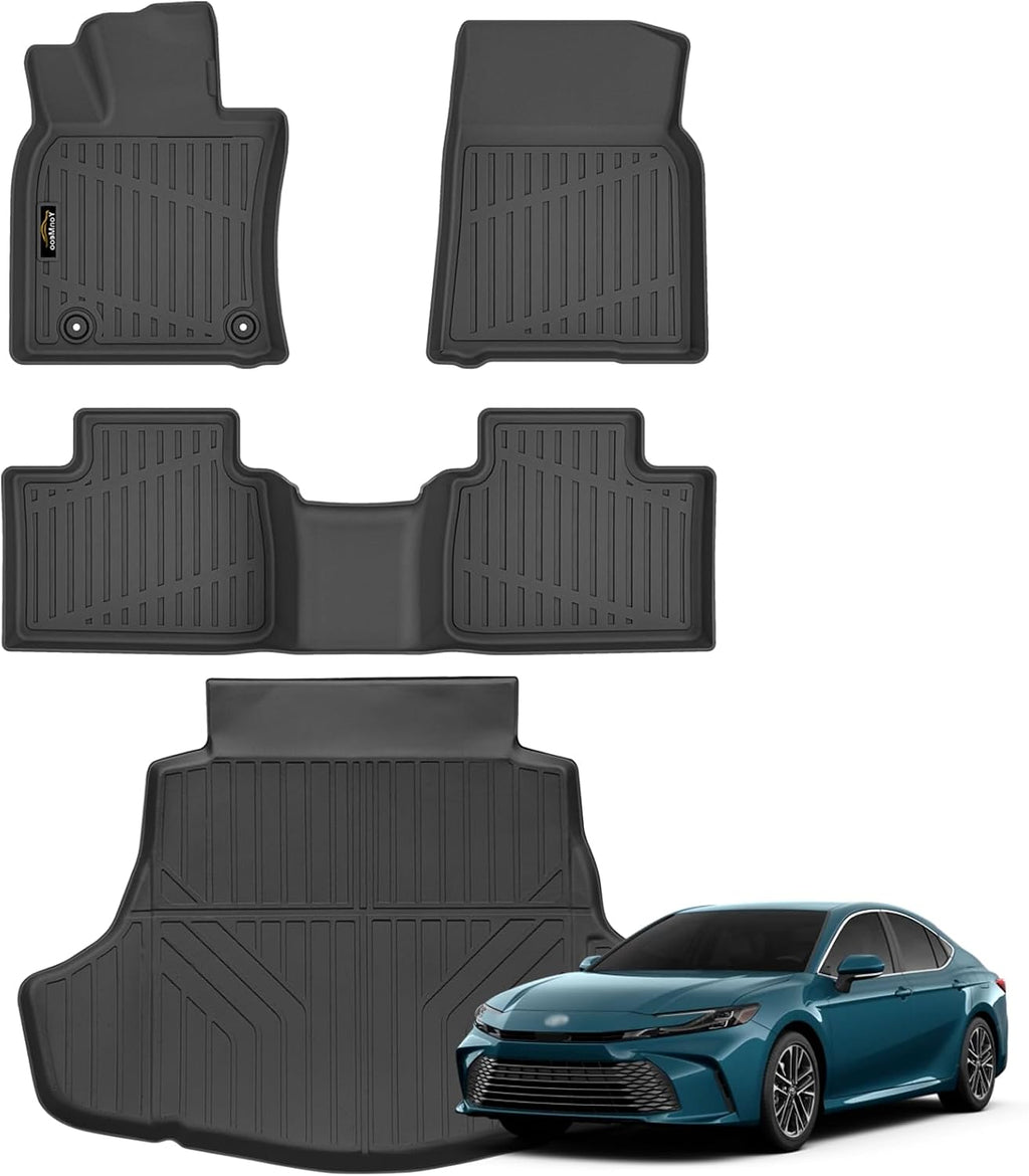 Floor Mats & Trunk Mat Custom Fit for Toyota Camry 2025 (Include Hybrid) All Weather TPE Rubber Cargo Liner Anti-Slip Full Set Automotive Floor Liners for Camry Accessories