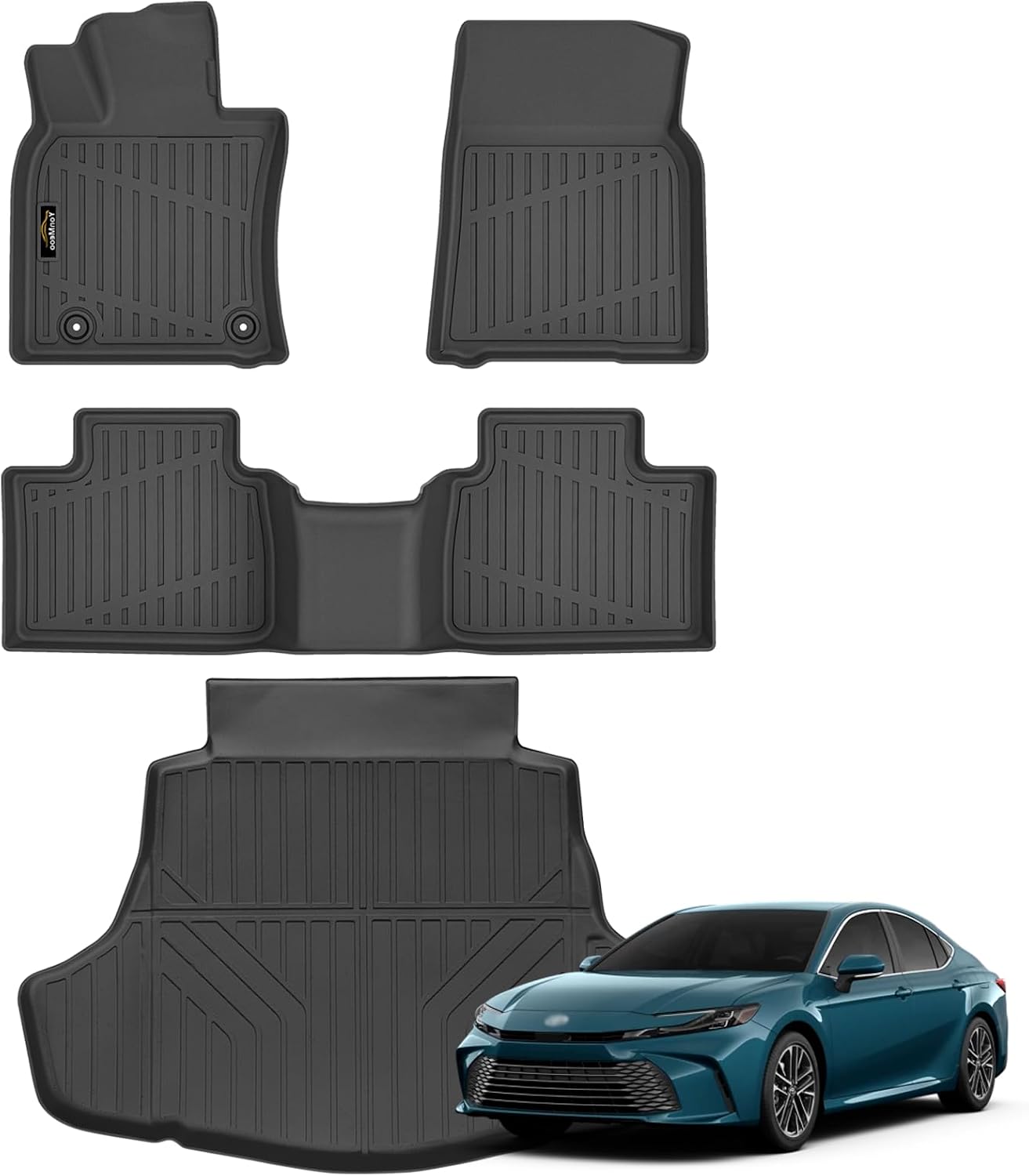 Floor Mats & Trunk Mat Custom Fit for Toyota Camry 2025 (Include Hybrid) All Weather TPE Rubber Cargo Liner Anti-Slip Full Set Automotive Floor Liners for Camry Accessories