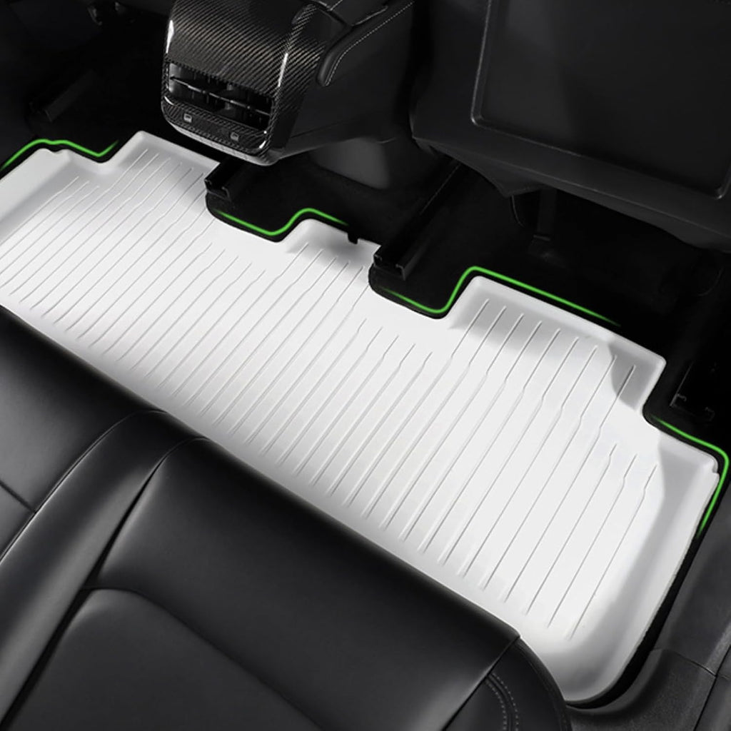 Floor Mats for Tesla 2019-2026 Model Y 5-Seat Floor Mats All Weather Durable TPE Anti-Slip Car Floor Liner Waterproof Custom Fit (White, Model Y)
