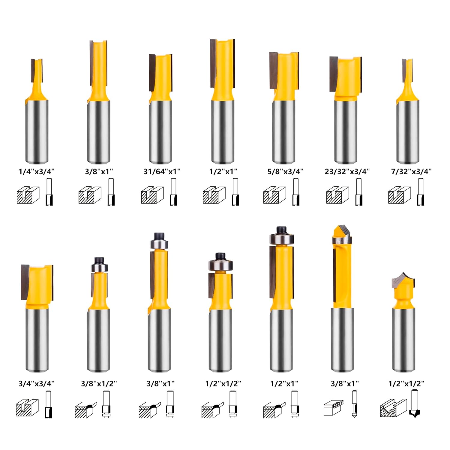 Router Bits 70 Pieces, 1/2 Inch Shank Tungsten Carbide Router Bit Set, for Professional and Beginners Carpenter
