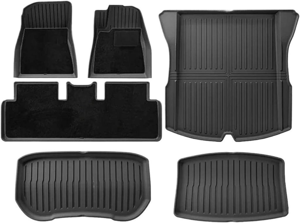 TPE Rubber Floor Mats 2024 Compatible with Tesla Model 3 Highland All Weather Waterproof Non-Slip Cargo Liner Trunk Mats Accessories(M3H RHD DL 9PCS)