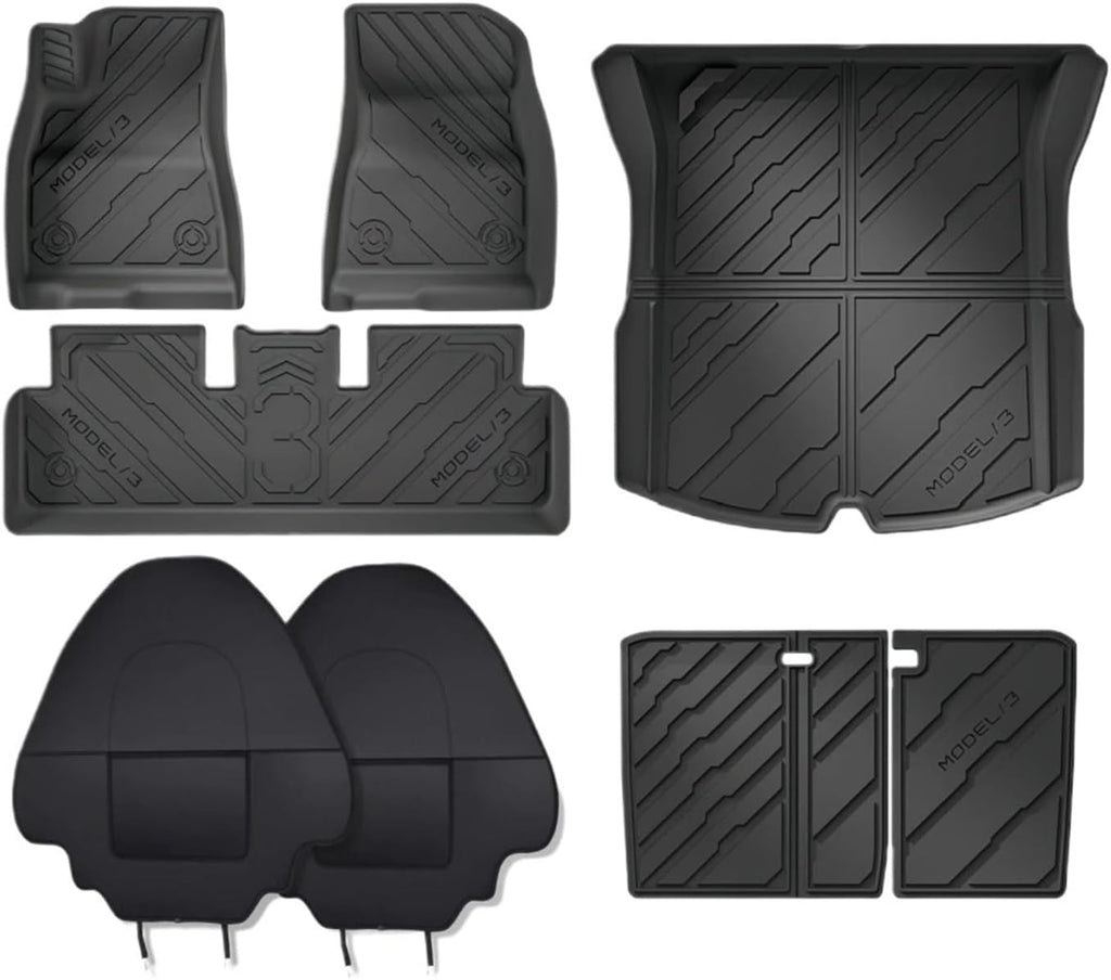 Floor Mats Compatible with Tesla Model 3 2024 Highland All Weather Cargo Liner Floor Mats Frunk Trunk Mats Backseat Protector Pad(11pcs Set)