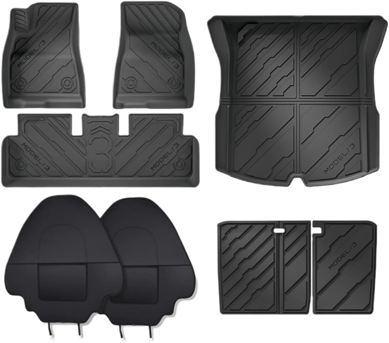 Floor Mats Compatible with Tesla Model 3 2024 Highland All Weather Cargo Liner Floor Mats Frunk Trunk Mats Backseat Protector Pad(11pcs Set)