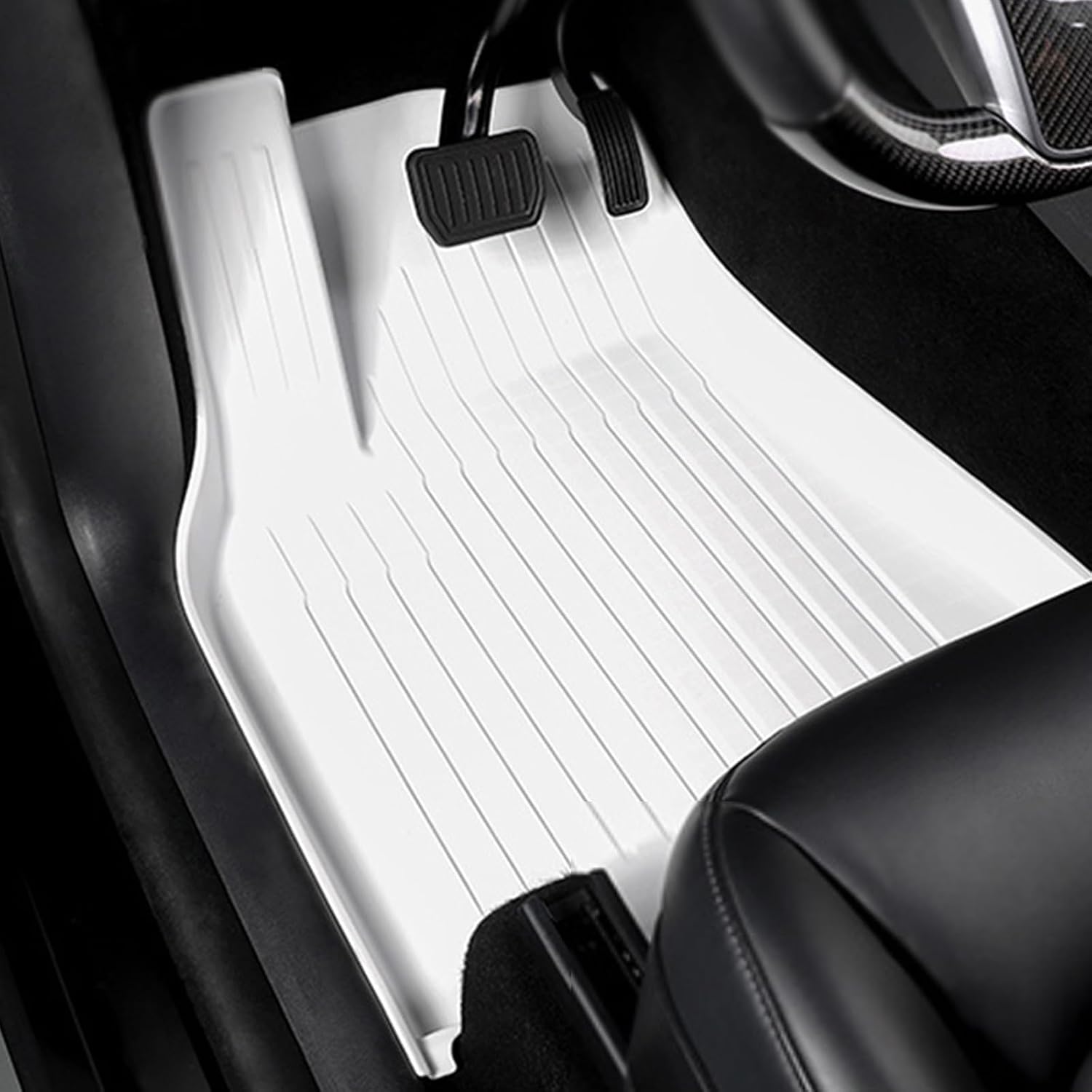Floor Mats for Tesla 2019-2026 Model Y 5-Seat Floor Mats All Weather Durable TPE Anti-Slip Car Floor Liner Waterproof Custom Fit (White, Model Y)