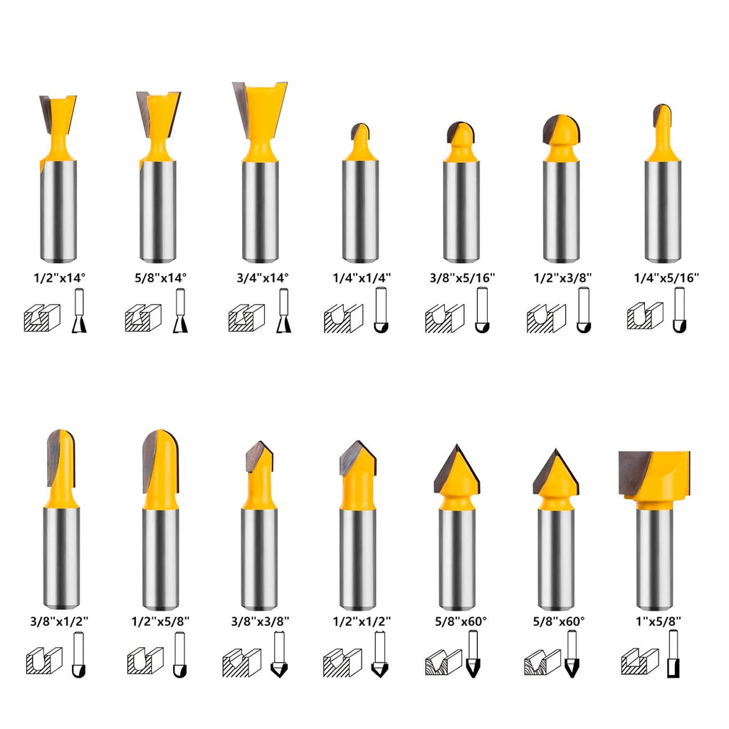 Router Bits 70 Pieces, 1/2 Inch Shank Tungsten Carbide Router Bit Set, for Professional and Beginners Carpenter