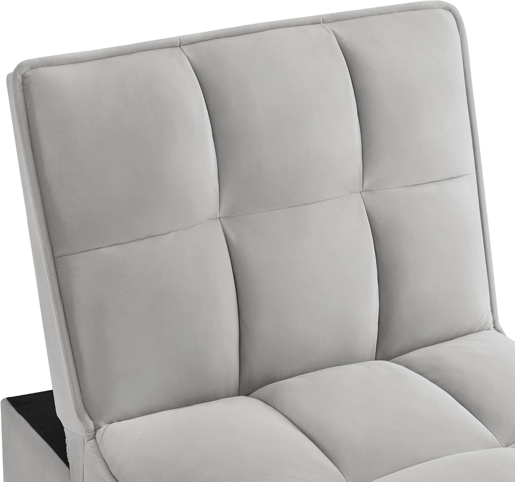Ball & Cast 4 in 1 Convertible Sleeper Chair, Velvet Single Sofa Bed with Side Pockets,Pull Out Couch with Adjustable Backrest and Pillow, Multi-Function Chaise Lounge for Livingroom,Gray