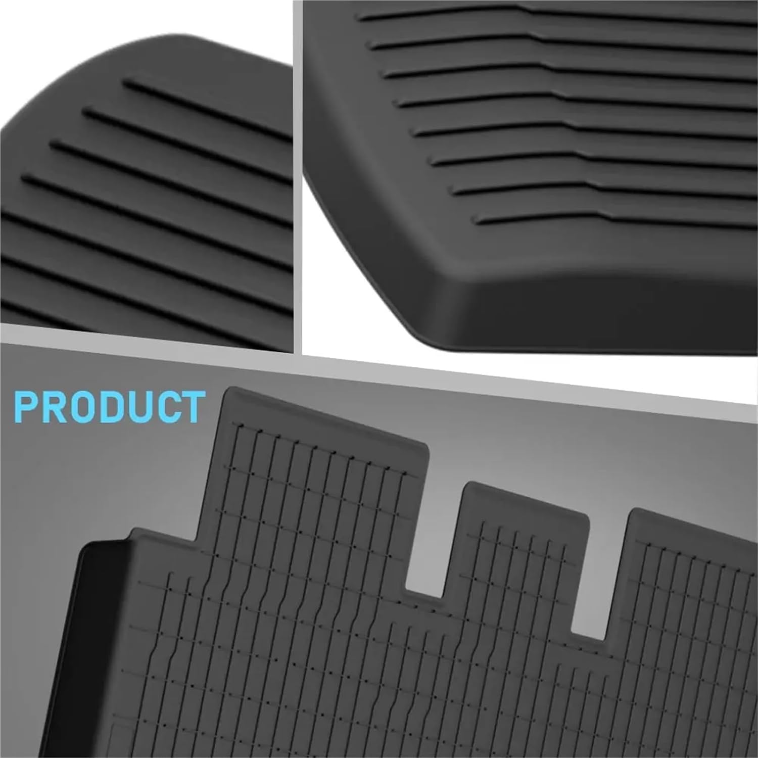 Floor Mats for Tesla Model 3 2024-2025 (Highland), All-Weather TPE Floor Liners & Cargo Liner, 6 Piece Full Set