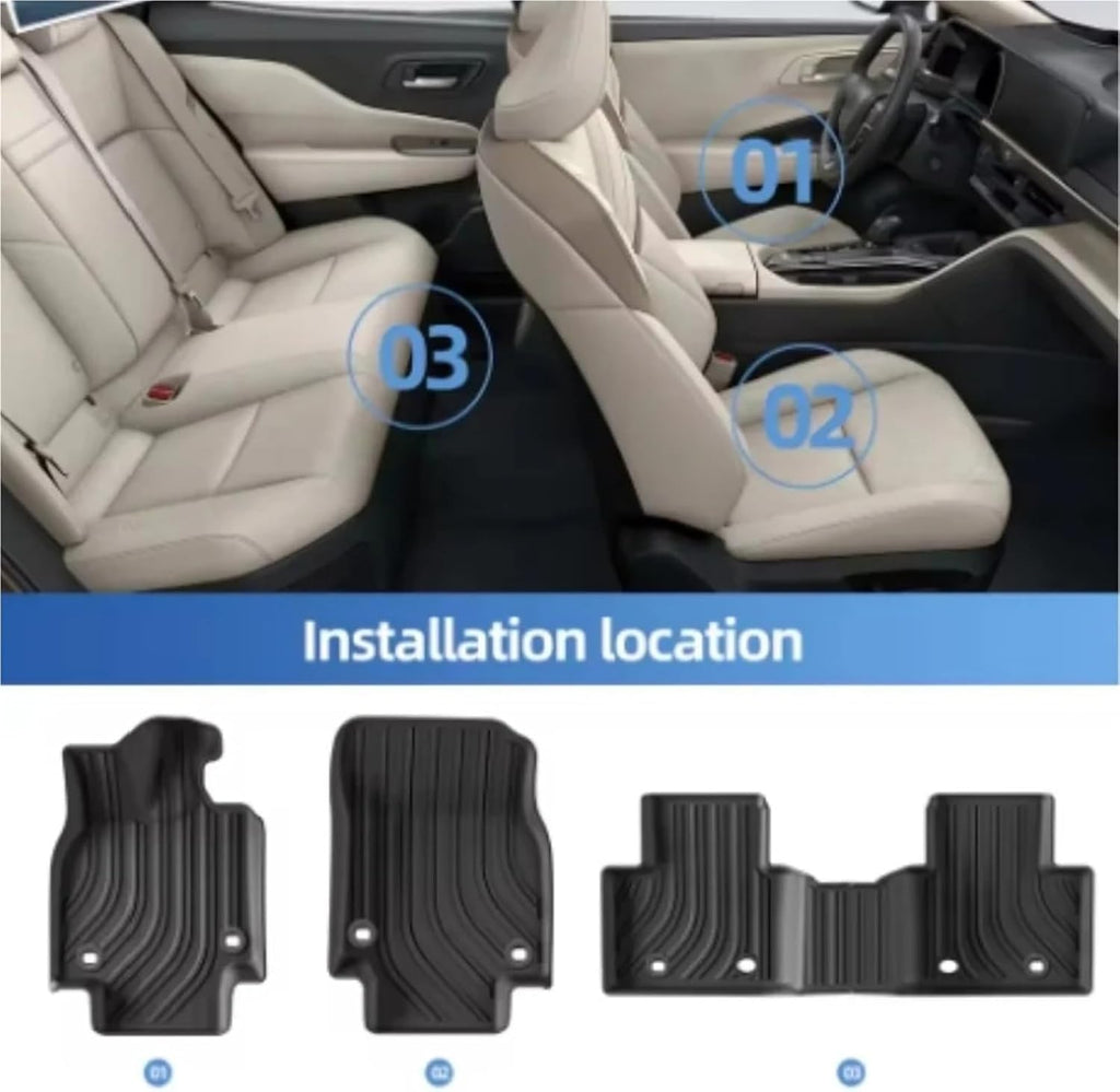 Compatible for Toyota Crown 2023 2024 Floor Mats and Cargo Liner,All Weather Protection TPE 3D 1st & 2nd Row Accessories(Left Rudder)(White)