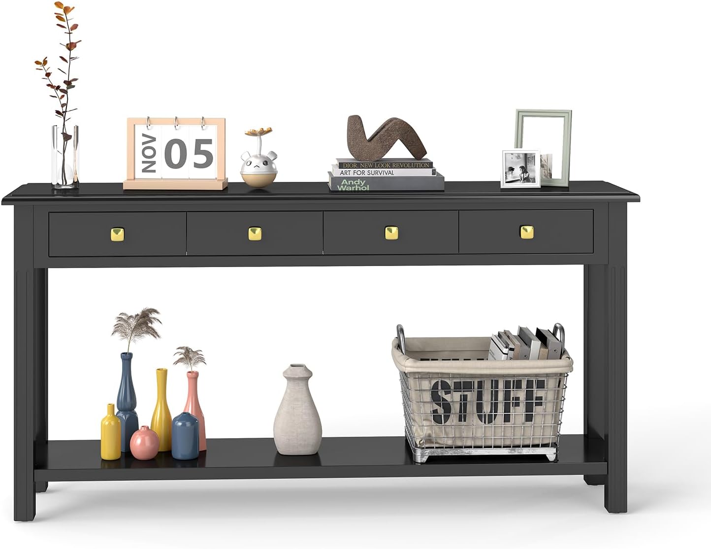 Kinfant Console Table - Entryway Table Sofa Table Hallway for Living Room, Front Hall, Couch (Drawer Handle Style 4)