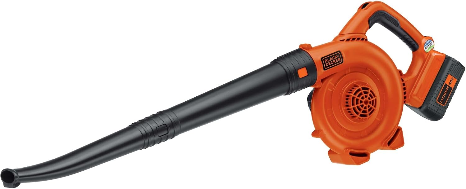 BLACK+DECKER Leaf Blower Cordless with Battery and Charger, POWERCOMMAND 40V MAX 90 CFM Variable Speed Up to 120 MPH, Battery Leaf Blower, Hard Surface and Yard Sweeper (LSW36)