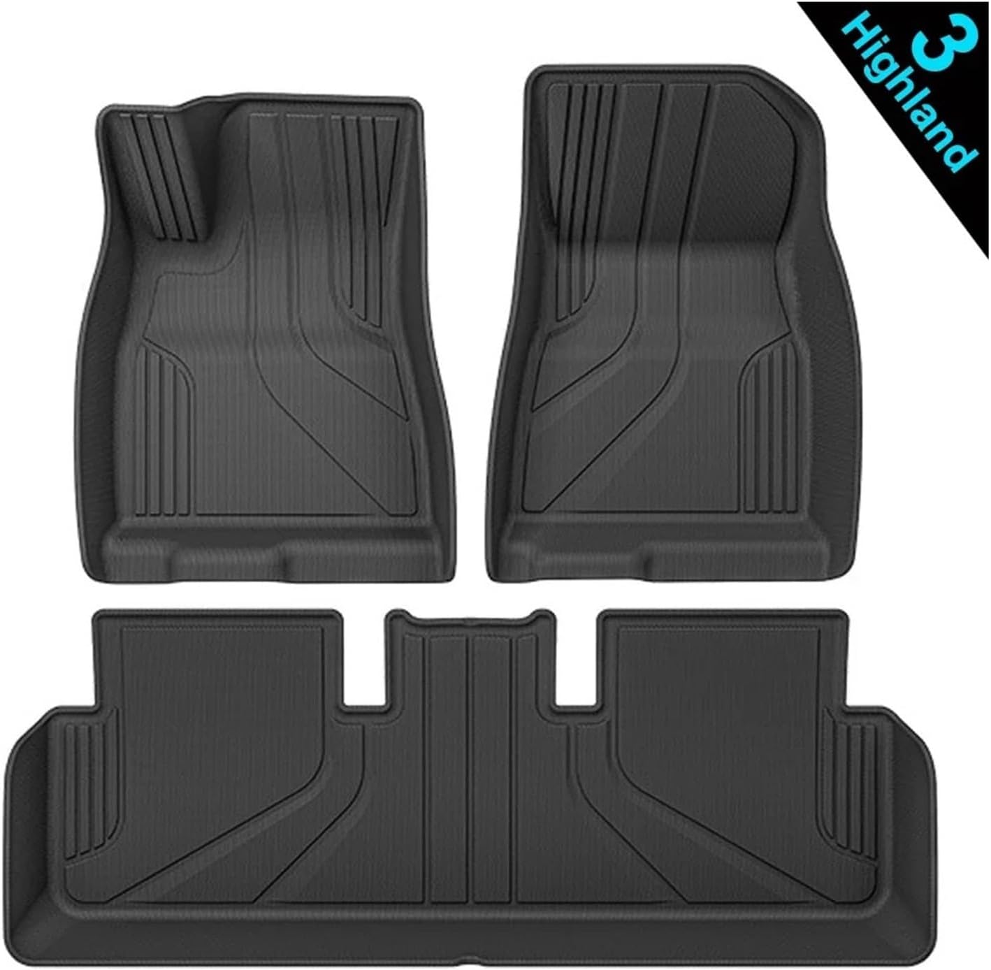 Floor Mats | Compatible with Tesla Model 3 Highland 2025 TPE All Weather Cargo Liner Water Resistant Single Double Layer Mats Accessories(DL-M3H FL 6PCS LHD)