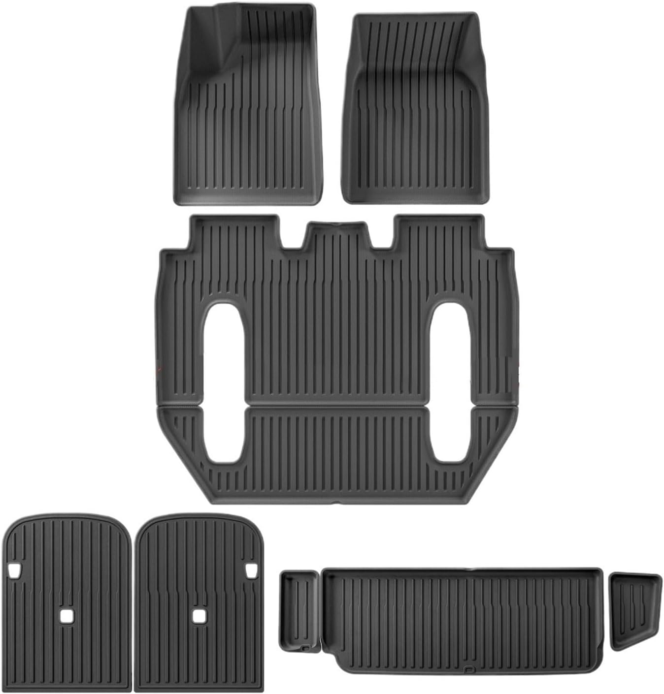 Compatible with Tesla Model X 2024 5/6/7 Seat TPE 3D Car Floor Mats Cargo Liner Trunk Pad Waterproof Protective Left Rudder(6seats 8PCS)