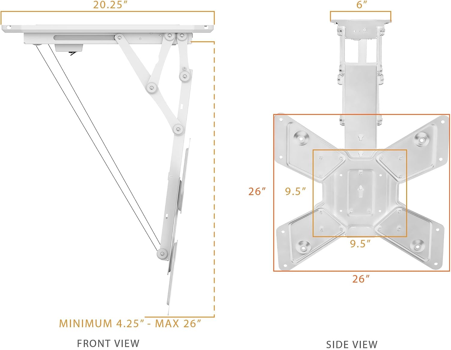 Mount-It! Motorized Ceiling TV Mount with Remote, Electric Flip Down Fold Up Pitched Roof Mount Fits 32, 37, 40, 47, 50 and 55 Inch Flat Screen TVs and Monitors, White