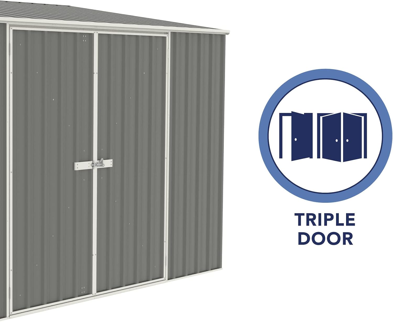 Absco Durango 5 Ft. x 10 Ft. Metal Storage Shed DIY Three Door Woodland Gray Galvanized Steel Bike Shed for Tools, Lawn & Garden Equipment, Outdoor Patio Furniture, Garden Lean to Shed Kit