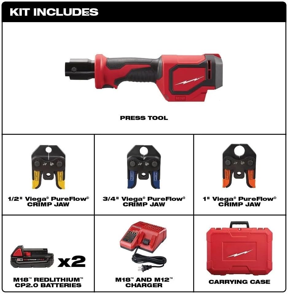 New 2674-22P for Milwaukee M18 18V Short Throw Press Tool Kit Red