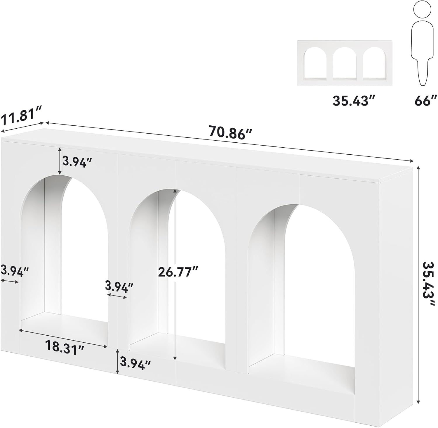 LITTLE TREE Console Table for Entryway, 71-Inch Long Narrow Modern Entry Table for Living Room, Hallway, Behind Couch, Entrance, Sofa, Foyer, Front Door, White