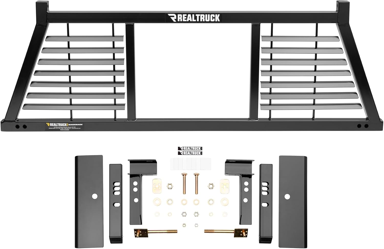 RealTruck Backrack Half-Louvered Rack Frame + Hardware Kit for use w/Low Profile Tonneau, Combo | No Drill, Black | 149LV & 40120 | Fits 2007-2018 Chevrolet/GMC Silverado/Sierra 1500/2500HD/3500HD