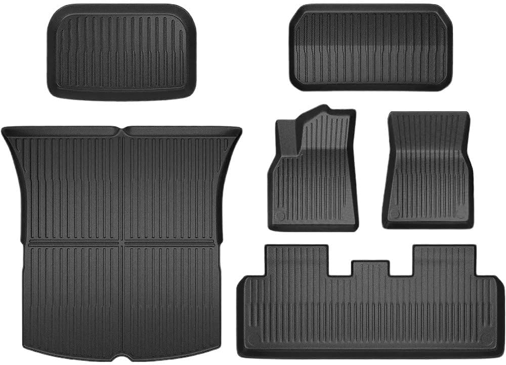 XPE Floor Mats Compatible with Tesla Model 3 2021-2024 Highland All Weather Trunk Mat WP Cargo Liner Left Right Rubber(Cherry)