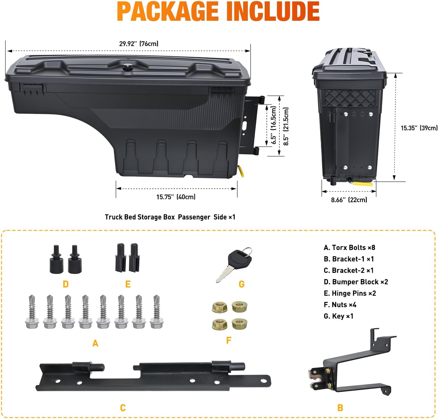 Nilight Truck Bed Tool Box Passenger Side Truck Tool Box Fit for Chevrolet Silverado 1500 GMC Sierra 1500 2019 2020 ABS Swing Case Truck Bed Storage Box with Lockable Lid Waterproof Wheel Well Toolbox