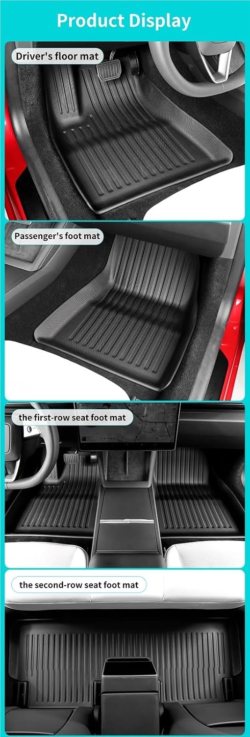 for Tesla Model 3 Highland 2024 TPE 3D Car Floor Mats Cargo Liner Trunk Pad Waterproof Protective Accessories(24 LHD 3PCS)
