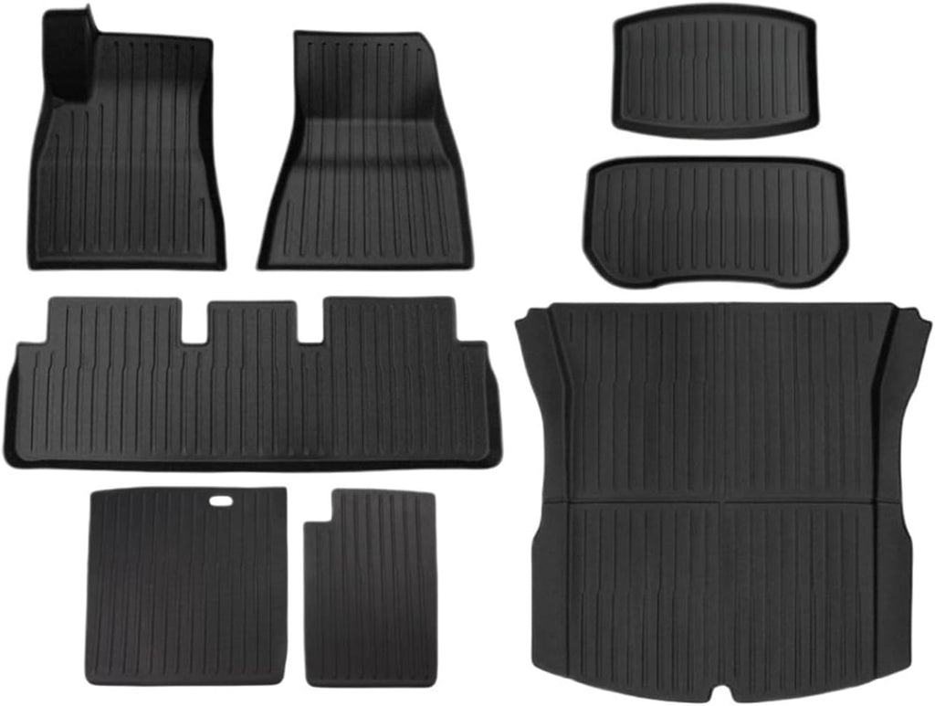 Auto Parts Compatible with Tesla Model 3 2024 Highland Floor Mats Cargo Liner Waterproof Anti-Slip Trunk Mat TPE Pads Left/Right Hand Rubber(Right Rudder 8pcs)