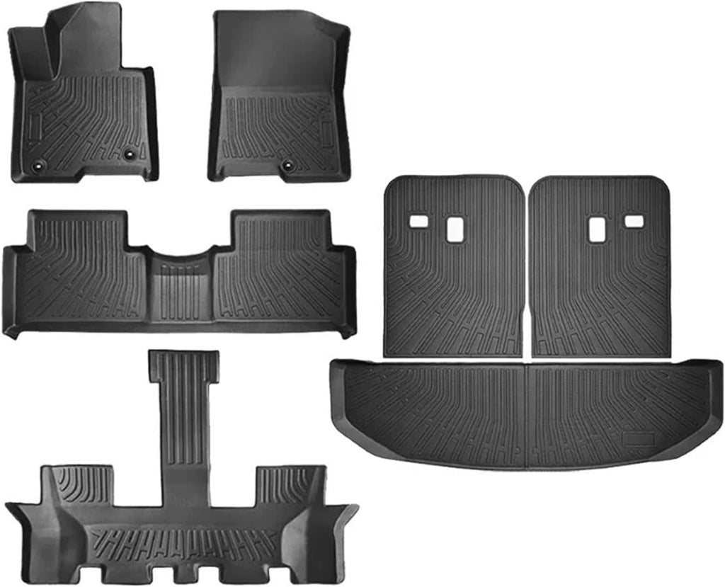 Compatible for Kia 2021-2025 Sorento Hybrid TPE Floor Mats & Cargo Liner Set-All Weather Protection for PHEV/HEV with Backrest Cover(Gray)
