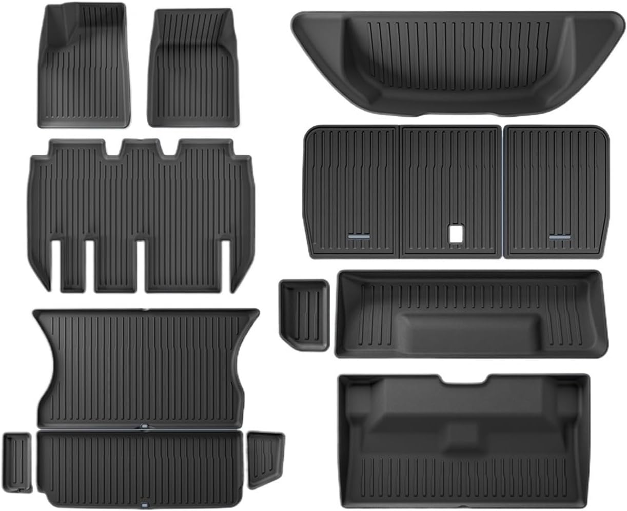 Floor Mats Compatible with Tesla Model X 2023 2024 TPE 3D Car Floor Mats Cargo Liner Trunk Pad Waterproof Protective Left Rudder(5MODELX6PCS)