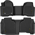 ALLGOOD TPE 2PCS All Weather Car Floor Mats Compatible with Chevy Silverado/GMC Sierra 1500 Double Cab 2019 2020 2021 2022 2023 2024 1st & 2nd Row Floor Liners for Car Black