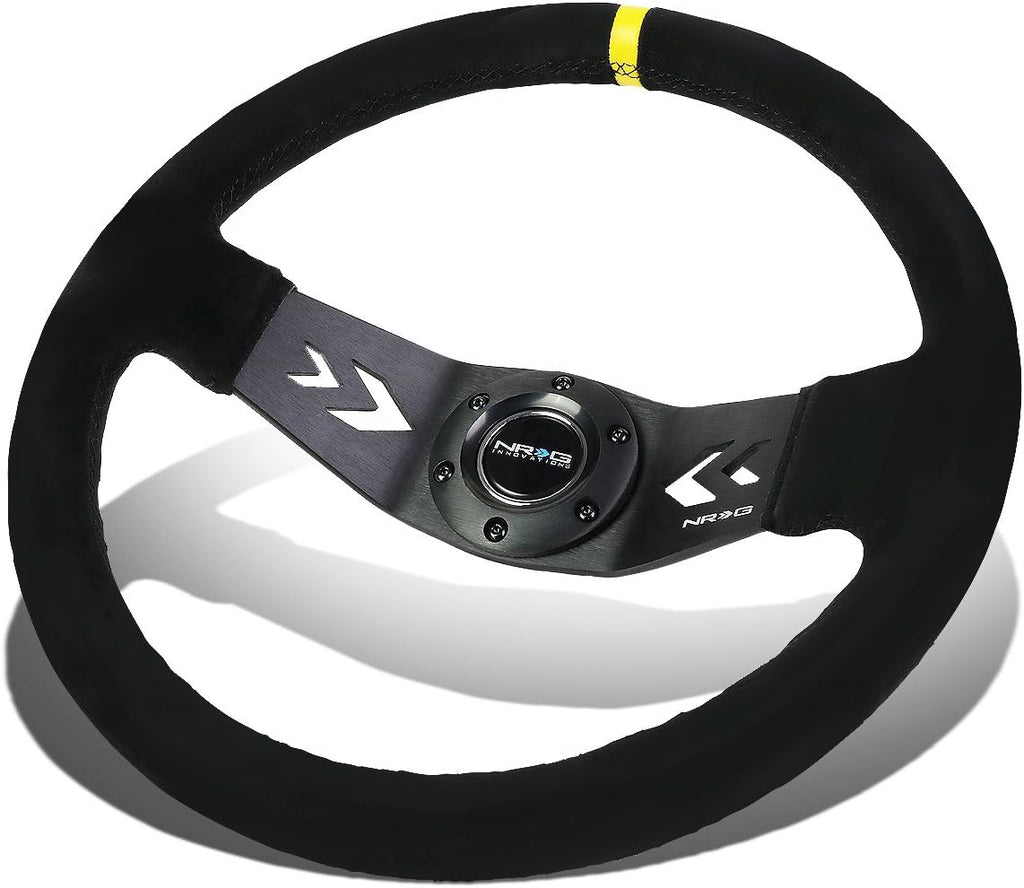 NRG Innovations RST-022S-Y 6-Bolt Spoke Race Steering Wheel + Horn Button