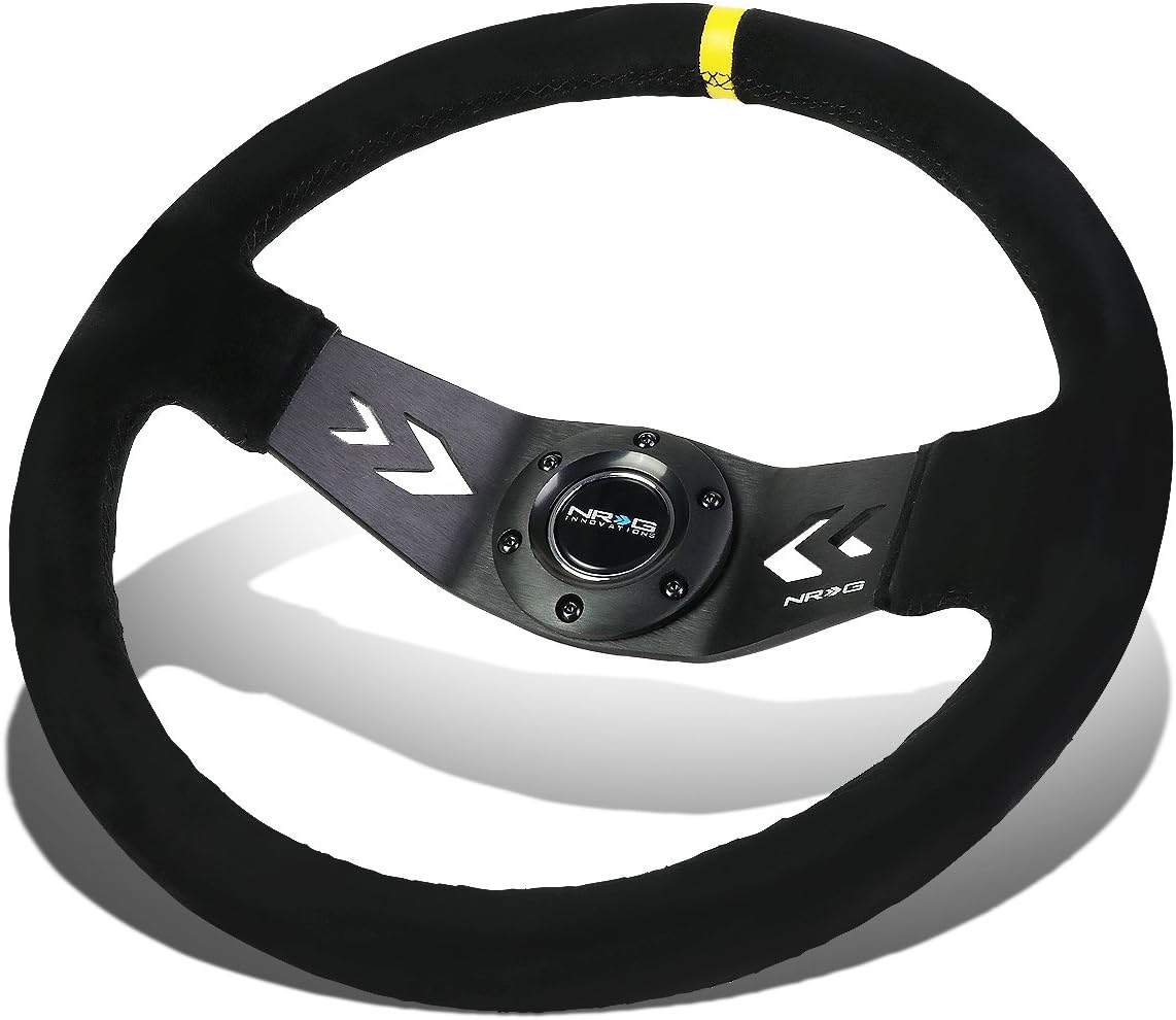 NRG Innovations RST-022S-Y 6-Bolt Spoke Race Steering Wheel + Horn Button