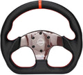 NRG Innovations NRG-RST-024CF-RD Carbon Fiber Steering Wheel 320mm, Red Carbon Fiber Center with Red Stitch Red Center Mark, Flat Bottom