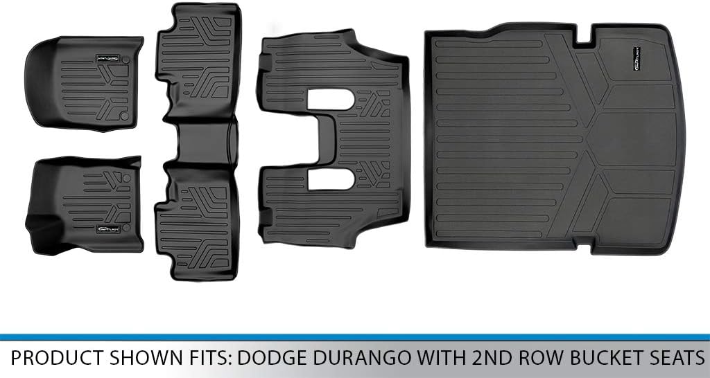 SMARTLINER Floor Mats 3 Rows and Cargo Liner Behind 2nd Row Set for 2016-2025 Dodge Durango