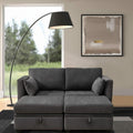 Loveseat with Storage Seats Modular Sectional Small Couch for Small Spaces with Reclining Arms and Backs 2 Seater Couch with 2 Ottoman Mini Sofa Love Seat for Bedroom,Dorm Room, Living Room(Grey)