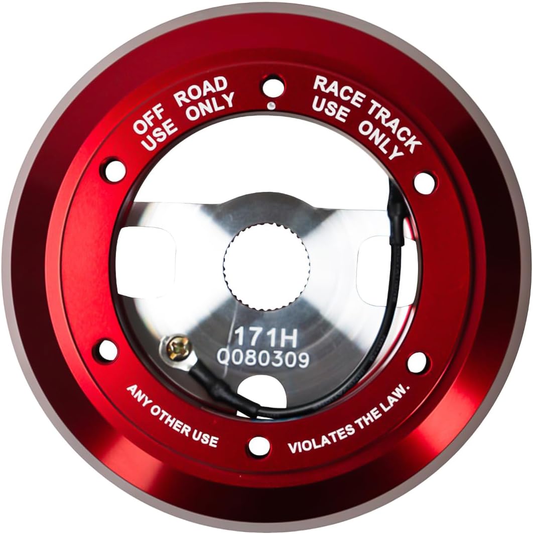NRG Innovations Racing Style Steering Wheel Short Hub, Lockable Aluminum Steering Shaft, 6x70mm Bolt Pattern Quick Release Adapter Unit, Compatible For 96-18 Jeep, Red, NRG-SRK-171H-RD