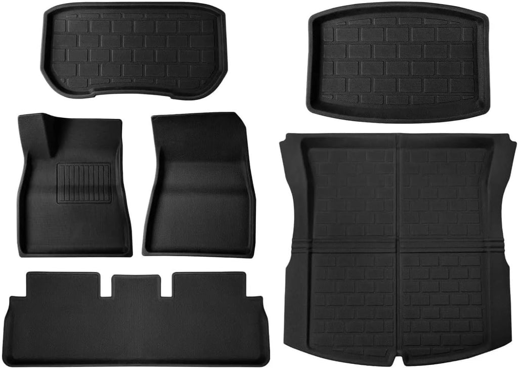 Floor Mats Compatible with Tesla Model 3 Highland 2024 All Weather Trunk Floor Mat Full Set WP Non-Slip Cargo Liners(6pcs Model 3 LHD)