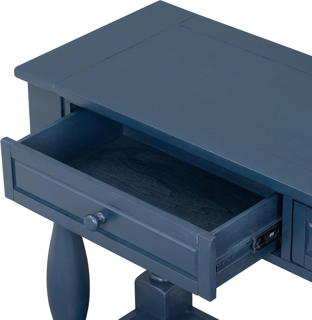 Merax Console Table, 64' Long Extra-Thick Entryway Table Sofa Table with 3 Drawers and Shelf for Entryway, Hallway, Living Room (Navy Blue)