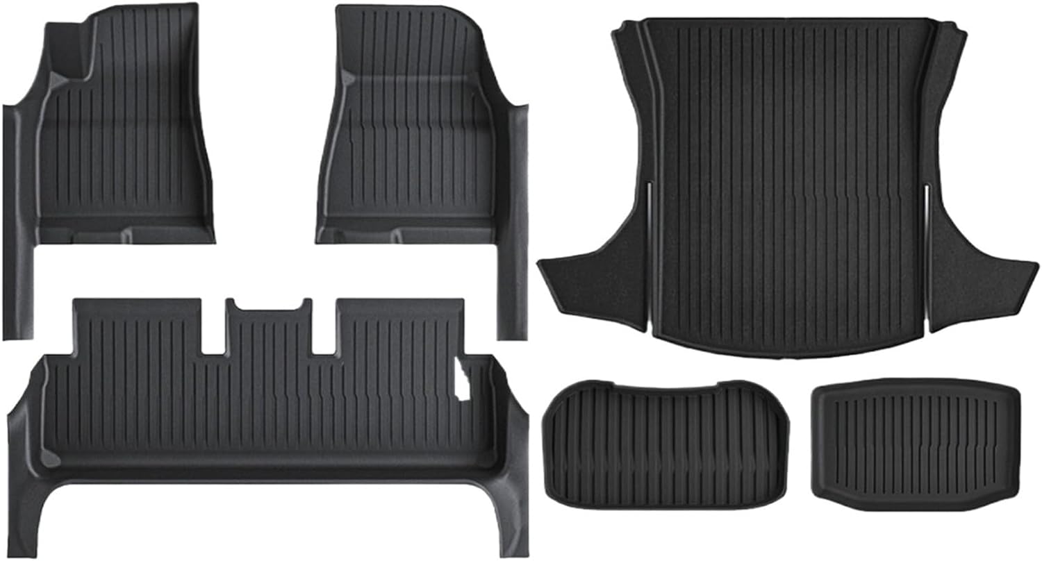 TPE Floor Mat with Door Sill Protector for Tesla Model 3 Highland Trunk Mats Cargo Liner for 2025 2024 Accessories(SNFM-6PCS)