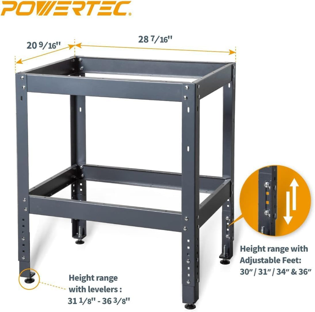 POWERTEC 24'x32' Router Table Top w/Tool Stand, Router Plate and Insert Rings, 400lb Capacity Heavy Duty Router Table Stand with Adjustable Leveling feet (UT1006C)