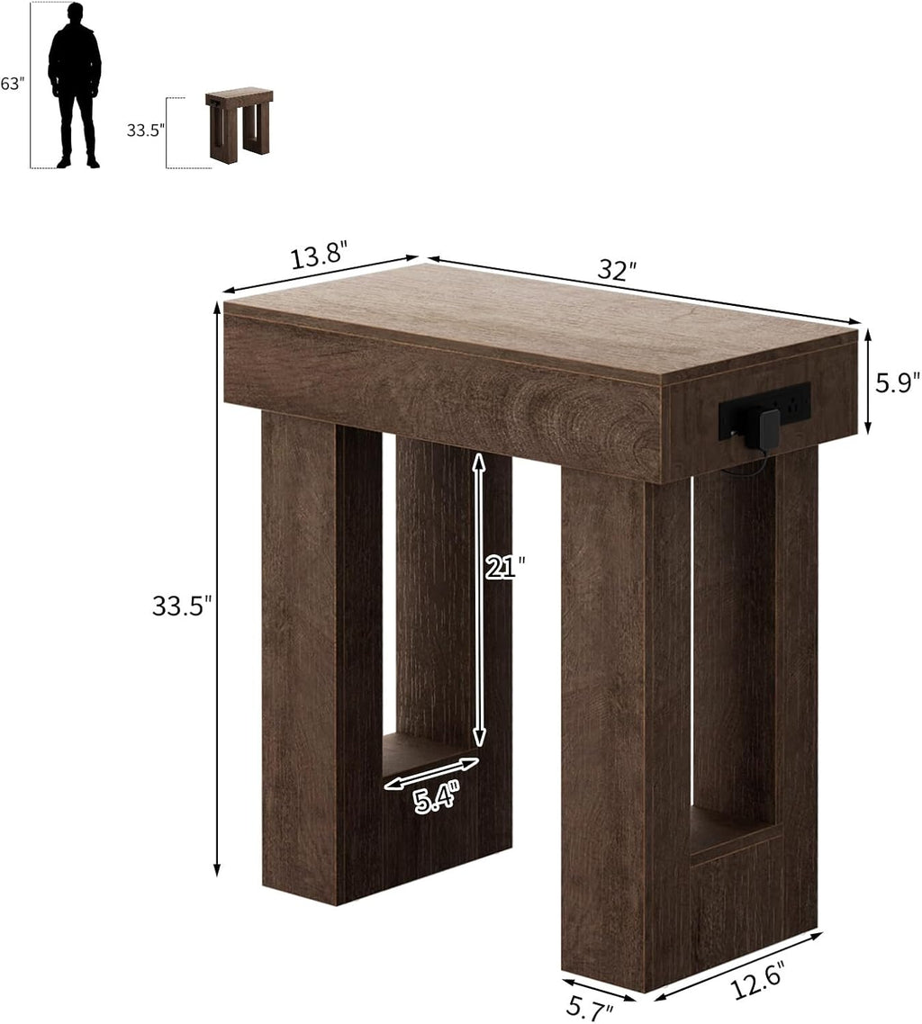 Unikito 32' Entryway Table with Socket and Sensor Light, Narrow Console Table with Storage Behind Couch, Farmhouse Entryway Table for Hallway, Behind the Couch, Living Room, Foyer